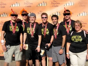 This is a post-race photo of my van-mates from Wild Turkey's Team Give 'Em The Bird: (from left) Urban Llama, Cameron Talley, Ben Coleman, Daniel Williams, David Gold, Jonathan Jewel, Sheila Fint.