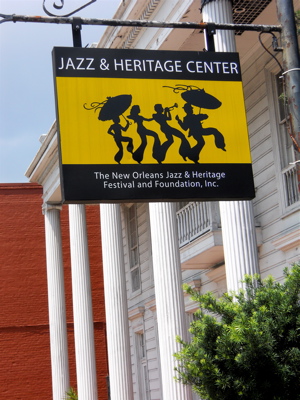 Outside the Jazz Fest headquarters.
