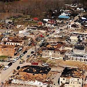 The remains of West Liberty after the EF3 tornados hit in March.