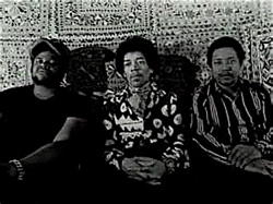 Band of Gypsys, from left Buddy Miles, Hendrix and Billy Cox.