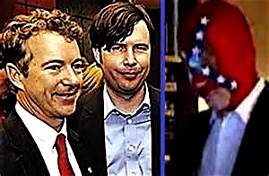 Jack Hunter with his boss Sen. Rand Paul, and wearing his mask as the Southern Avenger.