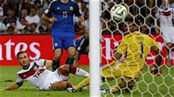 Gotze has the perfect vantage point from where he lands to watch his kick sail into Argentina's goal.