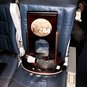 Kentucky's Midwest Region Championship trophy gets a secure flight home to Lexington.