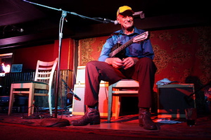 Joe Price surveying the sold-out crowd at the Mill in Iowa City.